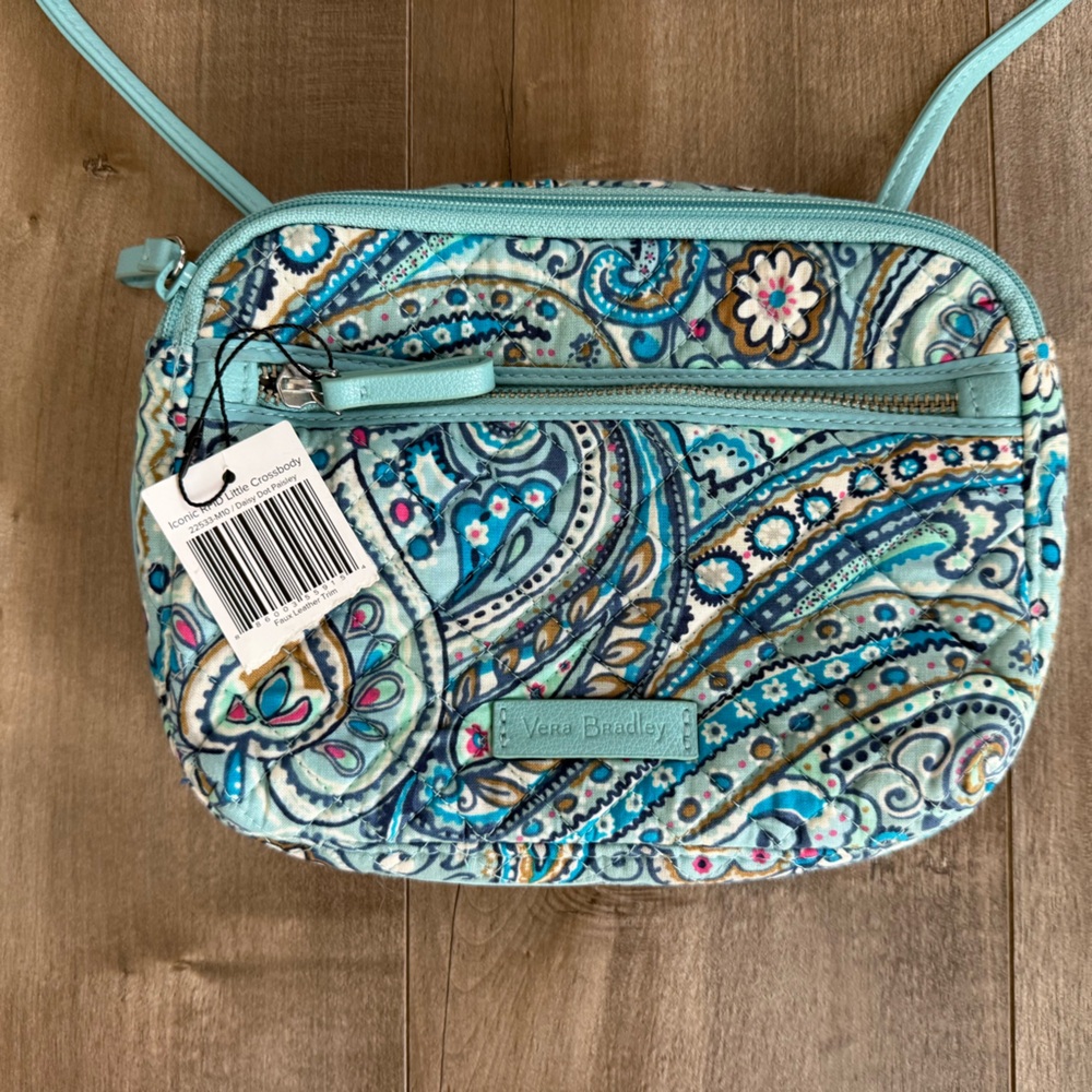 NEW Vera Bradley Daisy Dot Paisley Iconic RFID‎ Little Crossbody Faux Leather - Picture 3 of 13